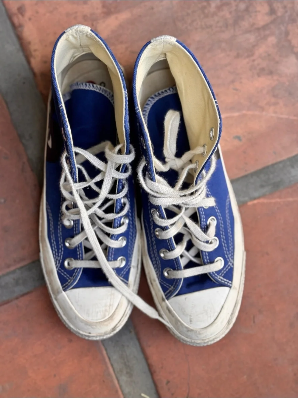 Converse High-Top Sneakers in Navy Blue with Black Heart Graphic